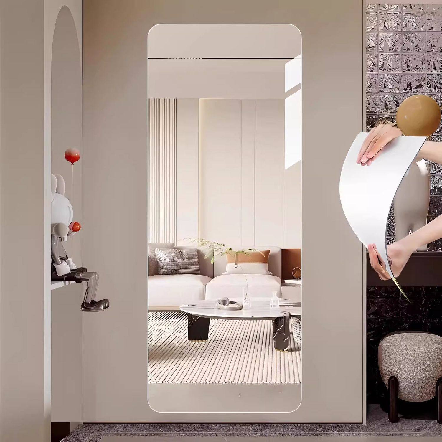 亚克力软镜子贴墙自粘隐藏衣柜镜面贴穿衣镜门后高清免打孔试衣镜,淘宝优惠券,粉丝福利购,淘宝优惠卷