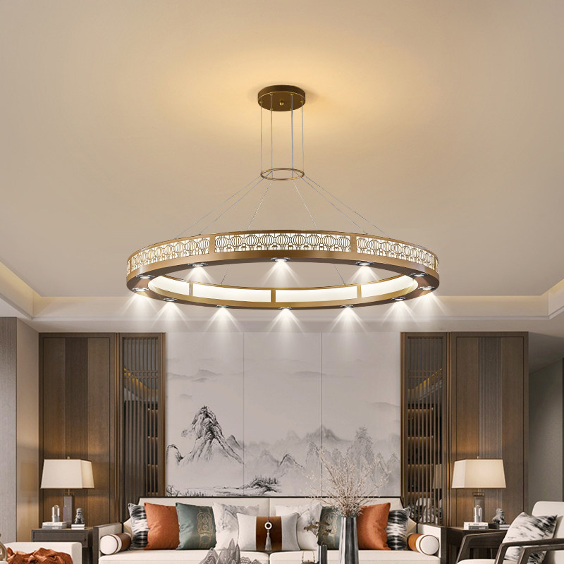 新中式餐厅包间吊灯圆形创意酒楼饭店餐饮包厢吊灯菜馆包房客厅灯,淘宝优惠券,粉丝福利购,淘宝优惠卷