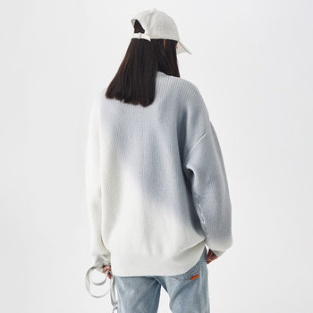 ICONSLAB ຍີ່ຫໍ້ຮ່ວມ SSUR PLUS gradient smudged ເສື້ອ pullover ພື້ນຖານຂອງ sweater ດູໃບໄມ້ລົ່ນຄູ່ນ່ຶ trend top