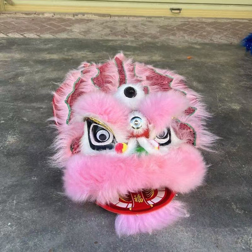 包邮儿童舞狮玩具塑料版耐摔醒狮羊毛狮头幼儿舞台表演道具狮鼓 - 图0