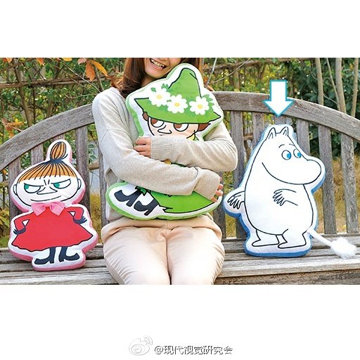 MOOMIN日本原装限量进口姆明史力奇亚美情侣毛绒抱枕可爱靠垫包邮-图0