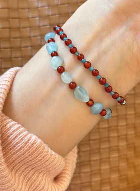 红玛瑙和田玉平安扣手链