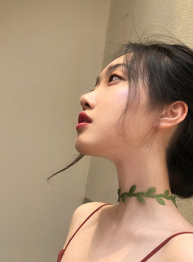 绿蔓藤叶仙女气质小清新颈带