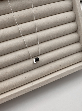 S925纯银黑玛瑙三角圆锥蛇骨项链