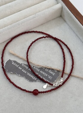 小众红玛瑙转运珠锁骨链显白项链