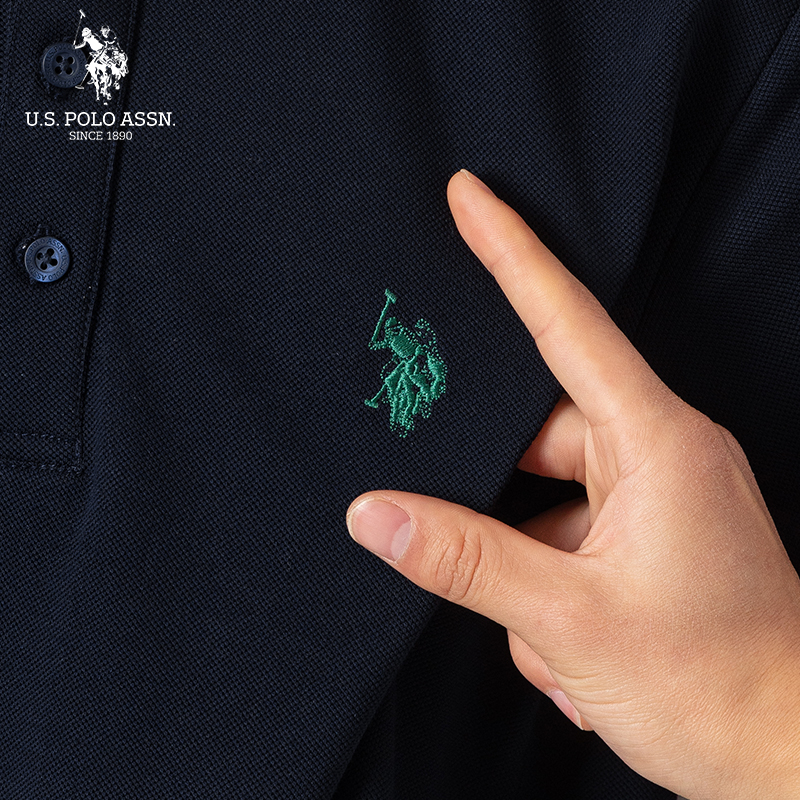 U.S. POLO ASSN.男士短袖POLO衫舒适透气易打理翻领男装珠地上衣