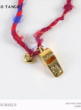 非金属棉绳项链 HELLOTANGO小众撞色缠绕棉线手工编织口哨项链