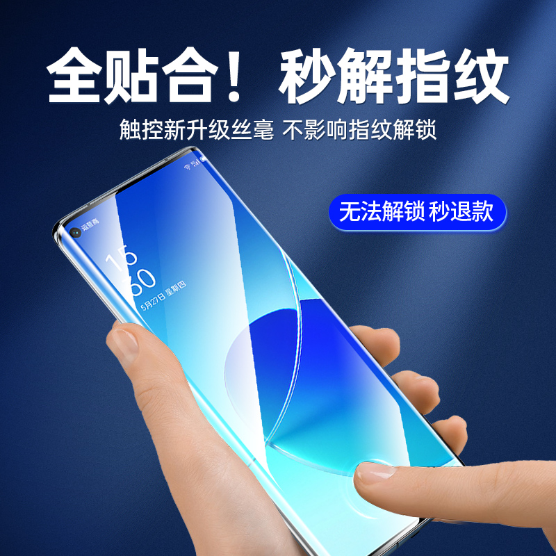 适用opporeno6pro手机膜6pro水凝膜适用reno钢化膜6pro全屏覆盖十全包边贴膜+曲面防摔por+防爆5g软pro保护膜-图2