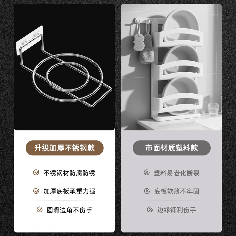 洗脸盆收纳架子置物架浴室柜下免打孔脸盆挂钩厕所挂盆神器,淘宝优惠券,粉丝福利购,淘宝优惠卷