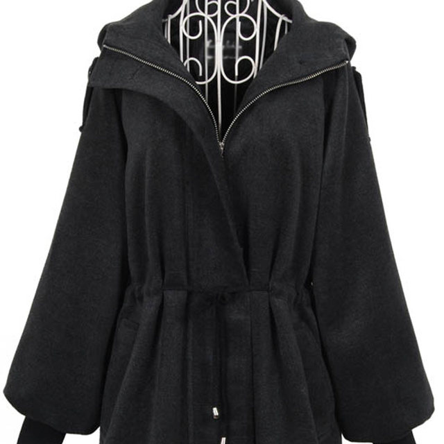 Women's Hepburn-style hooded cashmere tweed coat