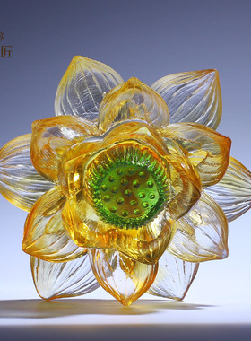 古法琉璃水晶莲花车载摆件｜禅意