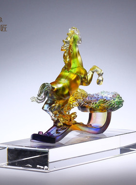 琉璃马上如意摆件｜中式乔迁新居