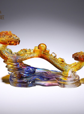 琉璃中式万事如意玉石摆件客厅