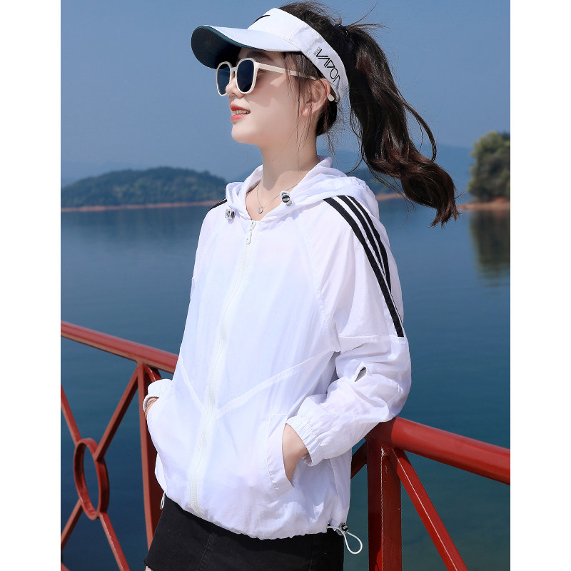 白色短款2023年夏新款透气bf防晒衣 呦咔短外套