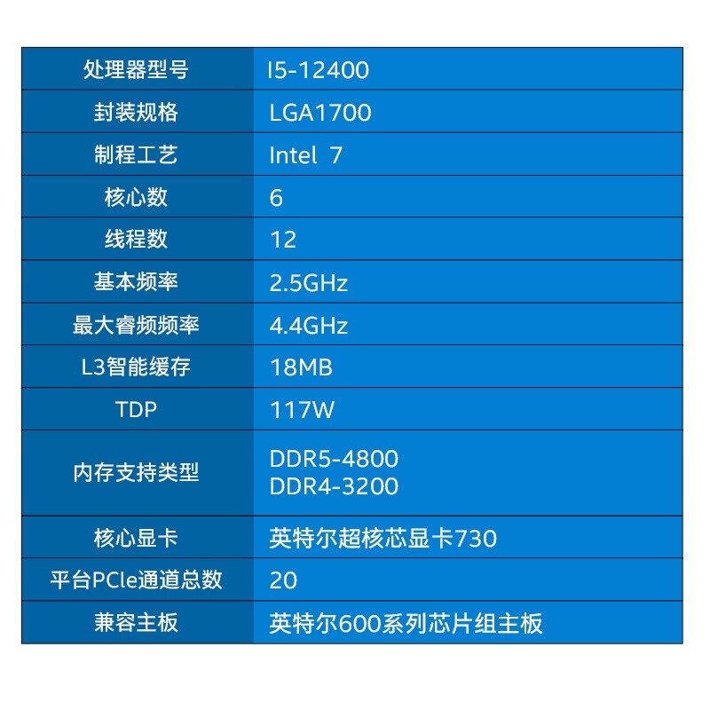 INTEL英特尔G6900 7400 i3 12100F I5 12400F i5 12600KF CPU散片 - 图1