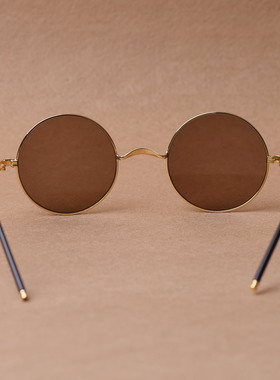 墨镜纯天然圆形框复古风太阳镜