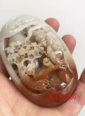 玉石精雕手把件立体健身手玩男女仿新疆和田玉糖白玉山水招财把件