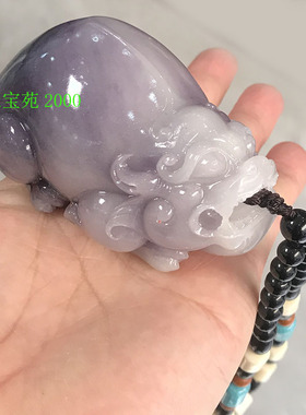 仿天然玉石招财皮休把玩件皮丘瑞兽小摆件和田玉烟紫色貔貅手把件