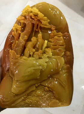 仿古黄龙玉雕山水人物摆件玉石田黄玉风景家居装饰摆饰工艺品摆件