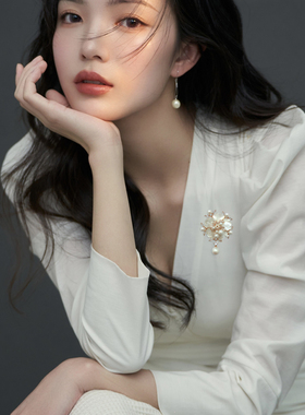 高档送礼天然贝壳女珍珠贝壳胸针