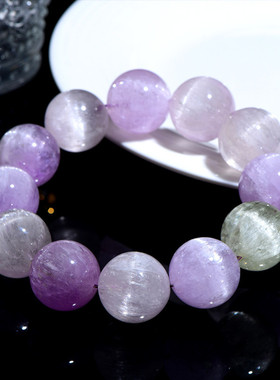 久雅水晶天然拉丝紫锂辉手链猫眼