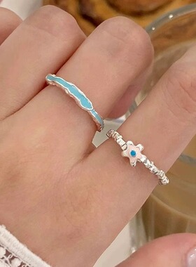 花朵串珠可调食指戒2026新款