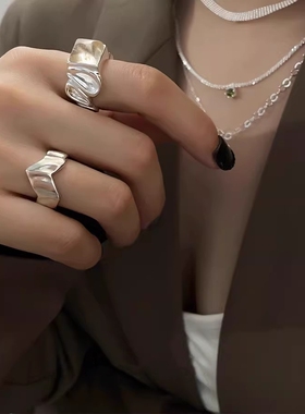 缠丝方糖食指戒指女ins酷帅