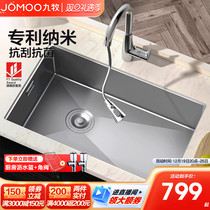 Nine Pastoral Wash Basin Bathroom Stainless Steel Sink Large Single Tank Kitchen Nano Anti Scraping Gun Ash Kitchenette Home Stage Basin