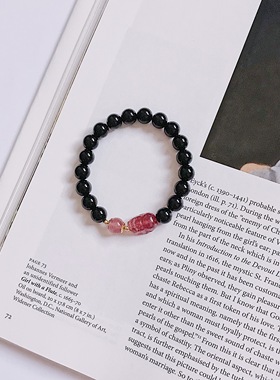 天然黑曜石草莓晶貔貅