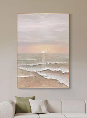 大芬村油画设计师手绘海浪入户玄关装饰画现代简约客厅抽象肌理画
