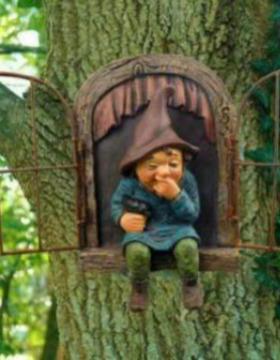 花园侏儒挂件小矮人单窗双窗树脂摆件户外园艺装饰雕像工艺品