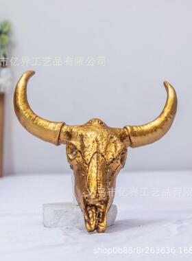 创意树脂复古骷髅牛头骨墙面挂件动物头立体壁挂家居饰品树脂工艺