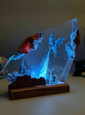 影视冰龙树脂夜灯创意摆件3D艺术雕像万圣节礼物跨境厂家直销