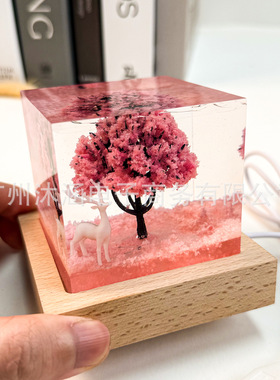 亚马逊热卖树和小鹿树脂创意小夜灯卧室装饰送女生情人节礼物