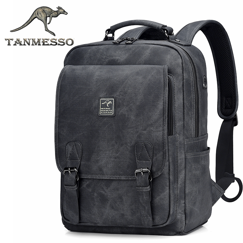 tanmesso双肩包男大容量男士旅游背包休闲商务旅行包潮电脑包书包-图0