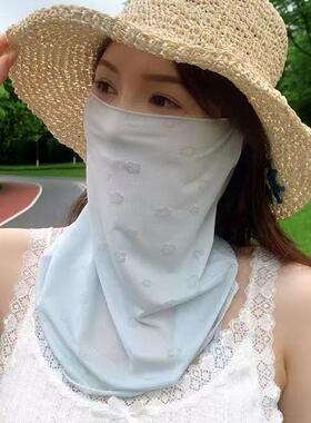 韩版甜美樱花防晒面罩女春夏骑行