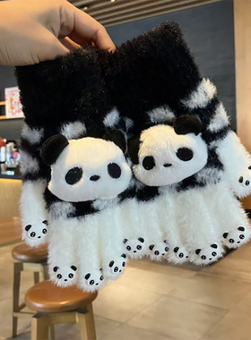 可爱卡通加绒加厚手套女in小熊猫