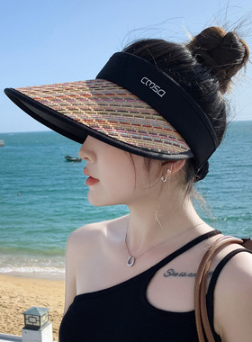 空顶防晒帽女夏季防紫外线大帽檐