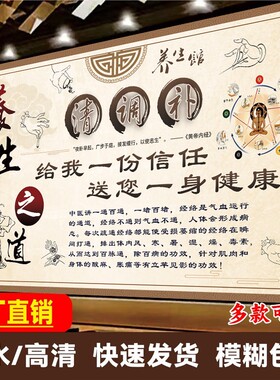 中医理疗养生海报养生之道挂画九种体质辨识望闻问切装饰壁画墙贴