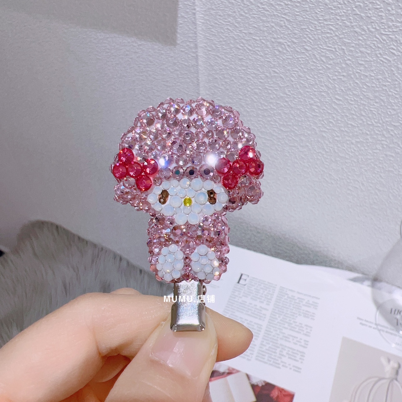 mumu饰品 刘海发夹无痕可爱卡通少女发饰水钻Kitty猫 - 图0