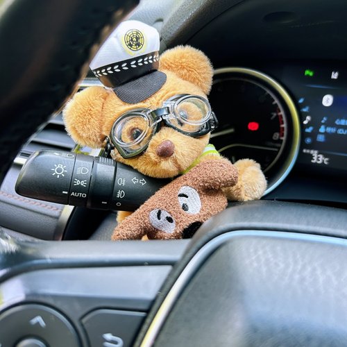 警察小熊车内饰品摆件汽车怀挡装饰玩偶可爱车载转向灯雨刮器公仔 - 图2