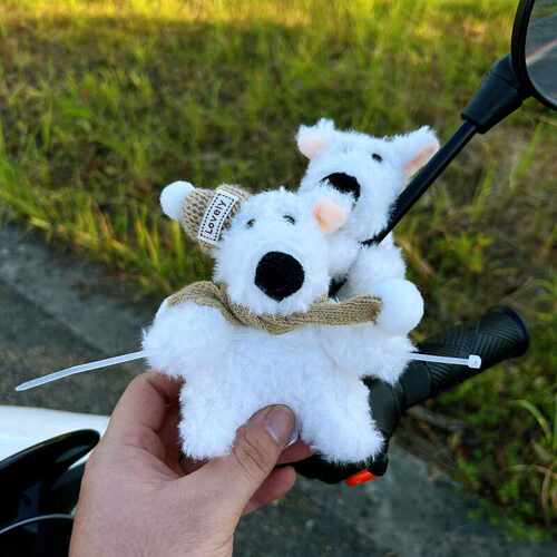 防盗电动车装饰西高地狗狗摩托装饰配件可爱电动车自行车创意挂件 - 图0
