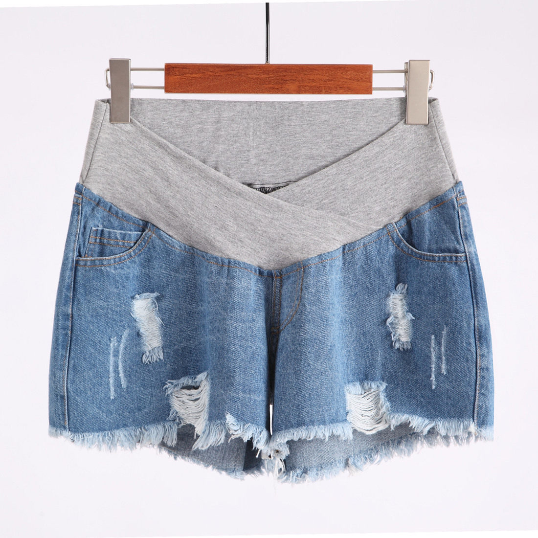 孕妇短裤夏季薄低腰打底托腹牛仔裤 恩源达母婴孕妇打底裤