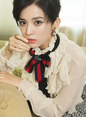 明星款英伦气质领结条纹蝴蝶结女