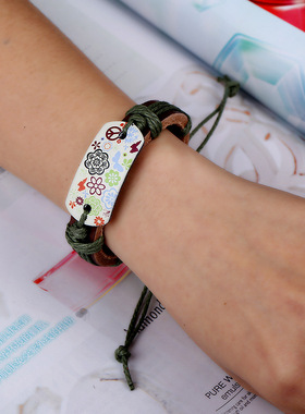 手工烫画手链牛皮手环简约复古