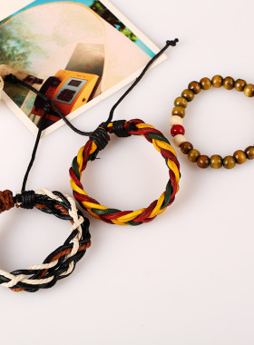 简约男士红黄绿牛皮diy