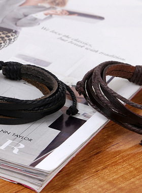 手工编织多层真皮手链