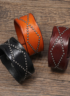 欧美朋克风朋克牛皮手链复古