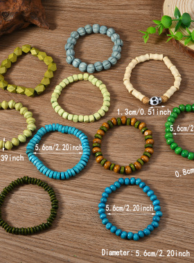 新款男女同款复古时尚多层手链套装 休闲百搭弹力线木珠手链手饰