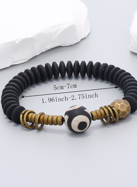 简约手工串珠复古个性民族风藏式手串创意中国风黑色珠子弹力手链
